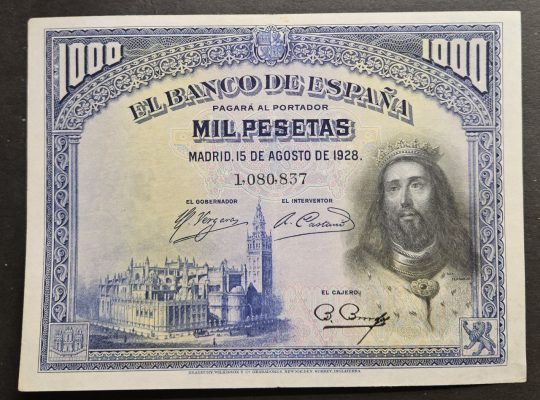 🇪🇸 Испания 1000 песет 1928 года.