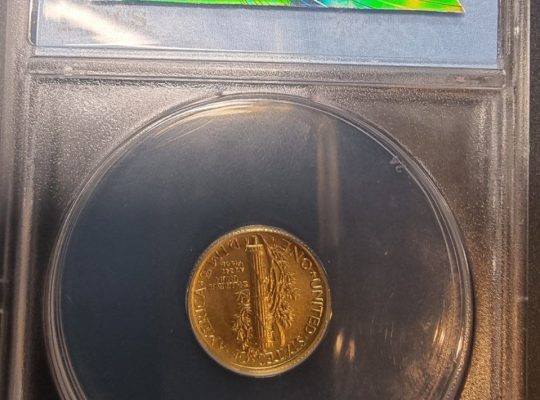🇺🇲 Монета США 10 cents. Gold One Dime 2016г. «Меркурий».