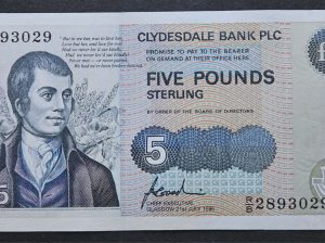 Банкнота 🏴󠁧󠁢󠁳󠁣󠁴󠁿 Шотландия 5 фунтов 1996 года.