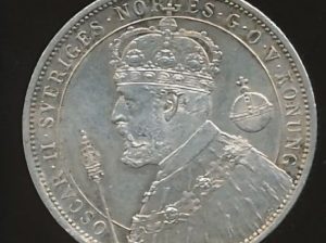 Монета 🇸🇪 2 кроны 1897г. Швеция. 25 лет правления короля Оскара II.