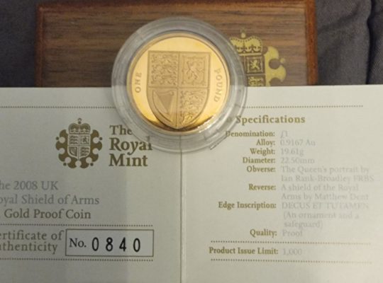 Монета 🇬🇧 £ 1 фунт стерлингов (£ one pound) 2008года Герб Королевский щит.